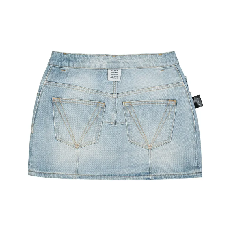 Vetements FW24 Denim Short Skirts Women's Light Blue-1