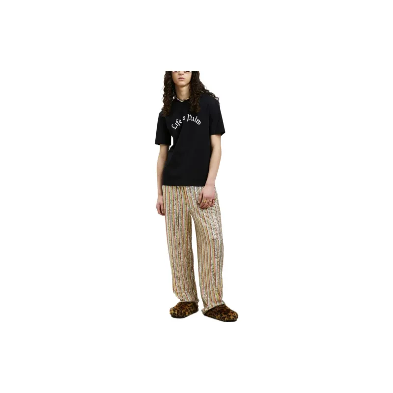 PALM ANGELS Life Is Palm Fitted T Shirt-1