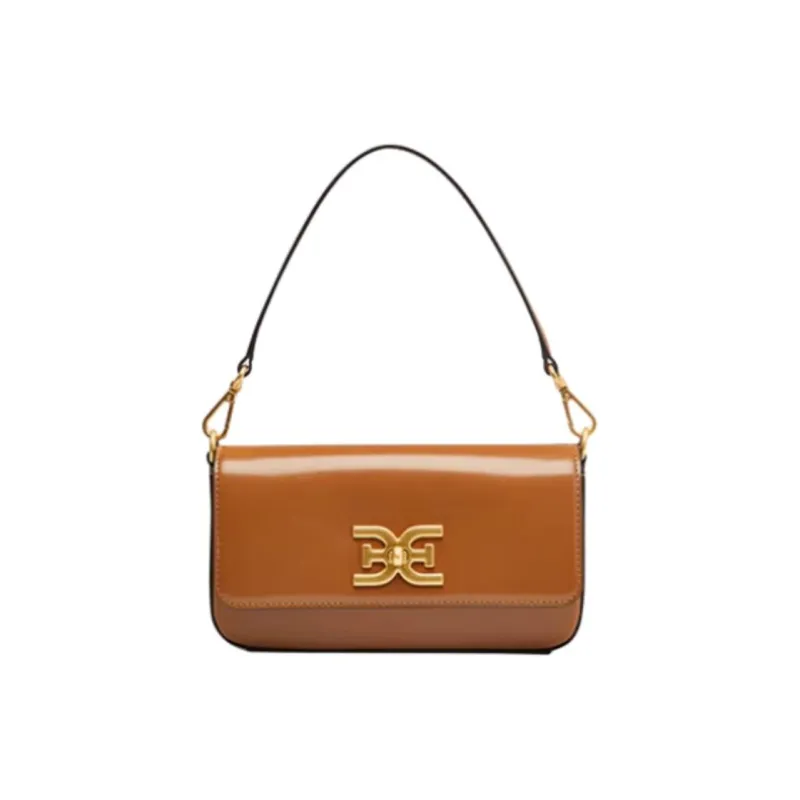 SAM EDELMAN Cow Leather Baguette Bag Shoulder Bag Handbag Shoulder Bag Small Size Women's Dark Brown/Black-3