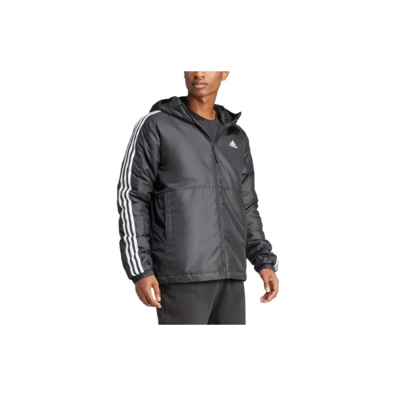Adidas ESSENTIALS 3 STRIPES INSULATED HOODED JACKET Jackets & Coats Men's Black-2