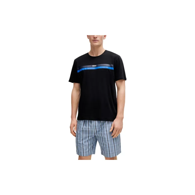 HUGO BOSS SS24 Regular-Fit Pyjamas With Checked Shorts Casual Sportswear Men's-3