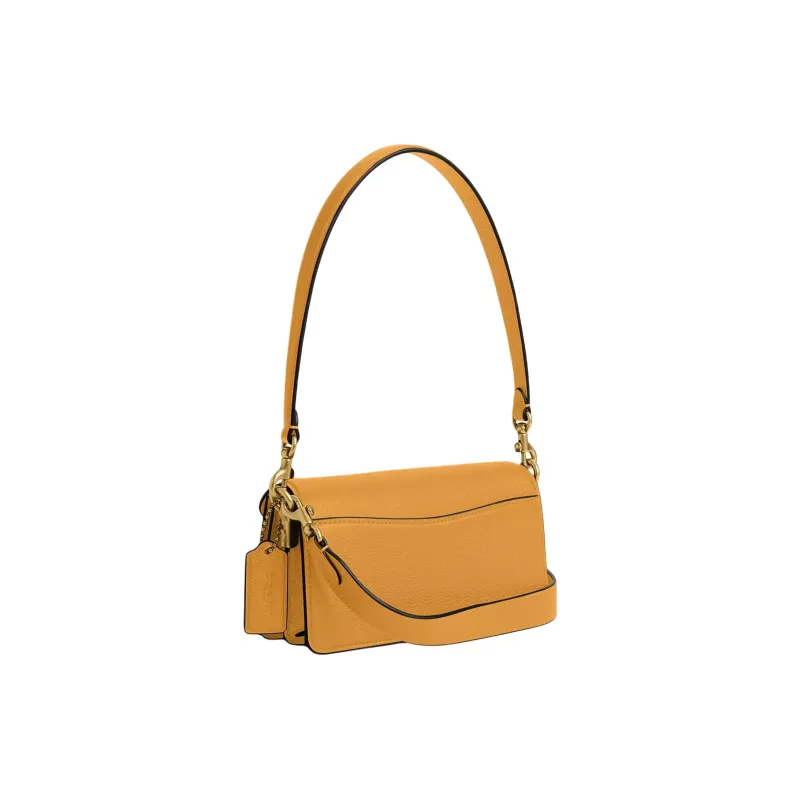 COACH Tabby Polished Pebble Leather Portable Crossbody Bag, Shoulder Bag Small Size Women's Mustard Yellow-1