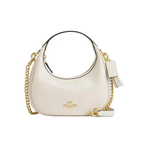COACH Patent Leather One Shoulder Handbag Crossbody Bag Mini Women's Pearl White