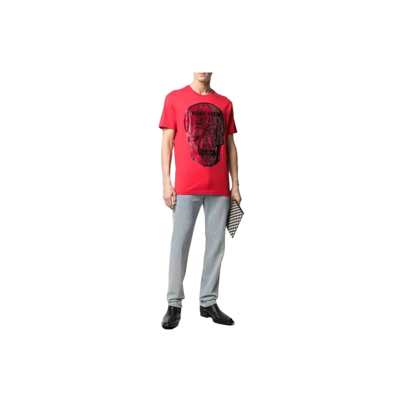 PHILIPP PLEIN Crystal Skull Cotton T shirt-1
