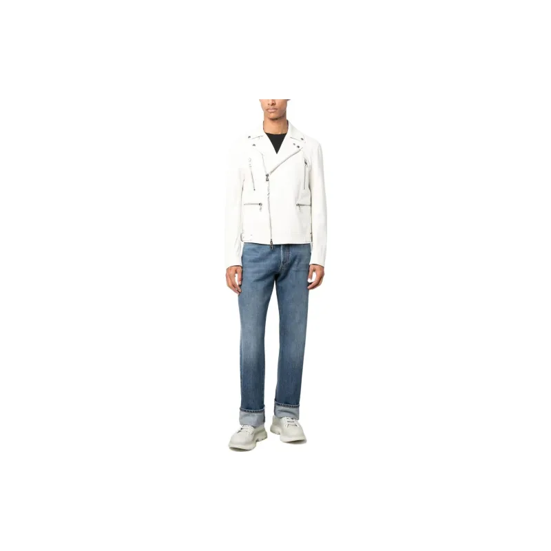 Alexander McQueen Leather Jacket Men's White-1