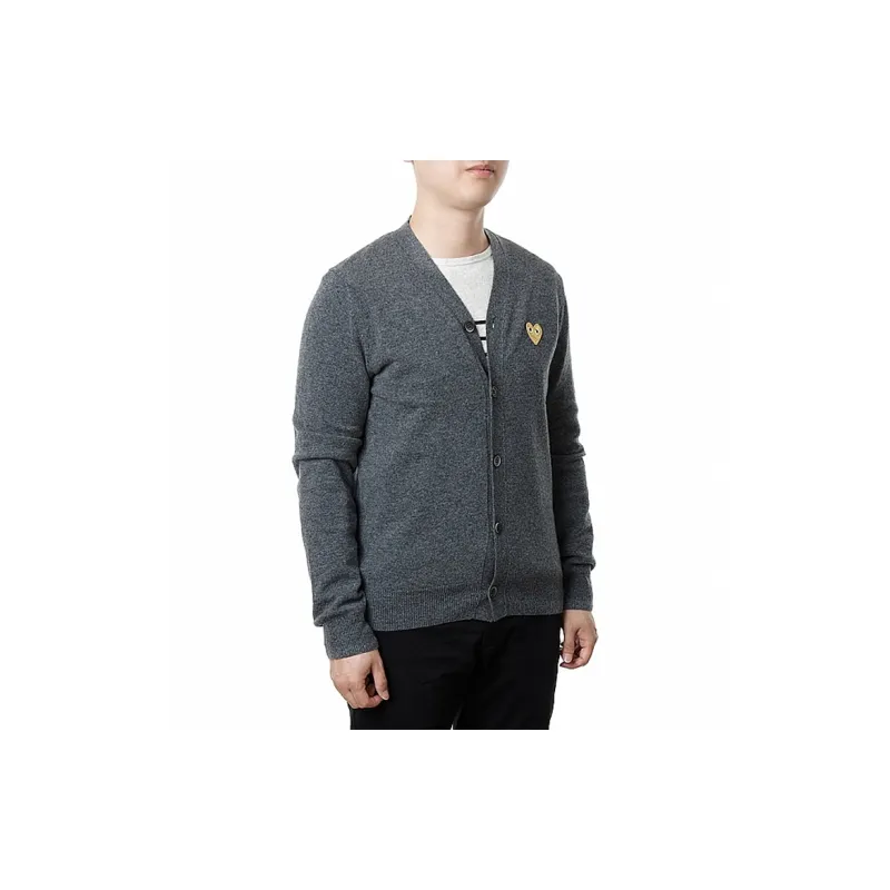 Comme Des Garcons Play Gold Heart Knit Cardigan Sweater-4