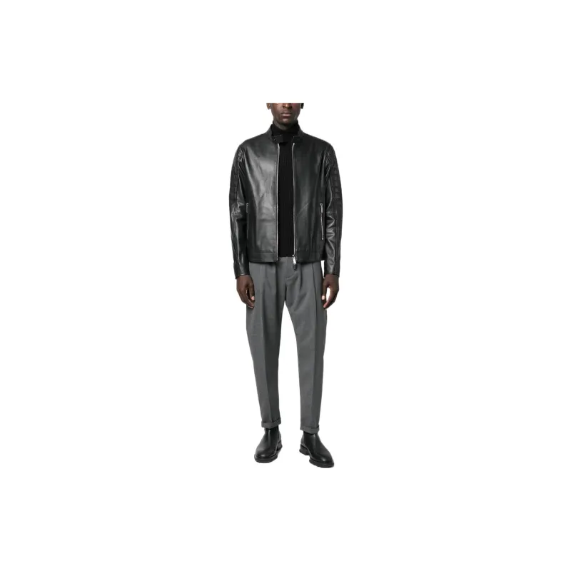 DSQUARED 2 Leather Jackets Men Black-1