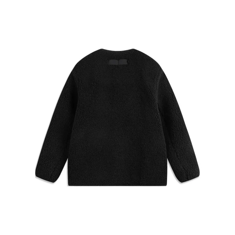 LiNing Crew Neck Single Breasted Thermal Long Sleeved Knitwear Men's Black-1