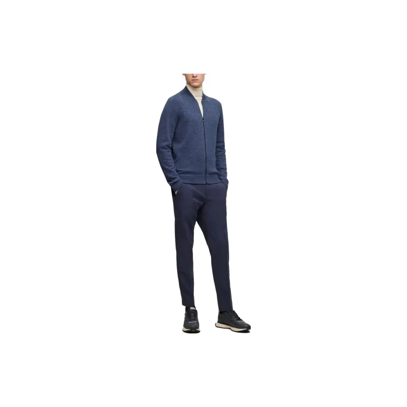 HUGO BOSS Regular-Fit Bomber Jacket In Virgin Wool Jackets Coats Men's Blue-1