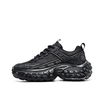CEDAR HAN Breathable Lightweight Height Increasing Low Top Chunky Sneakers Men's Black