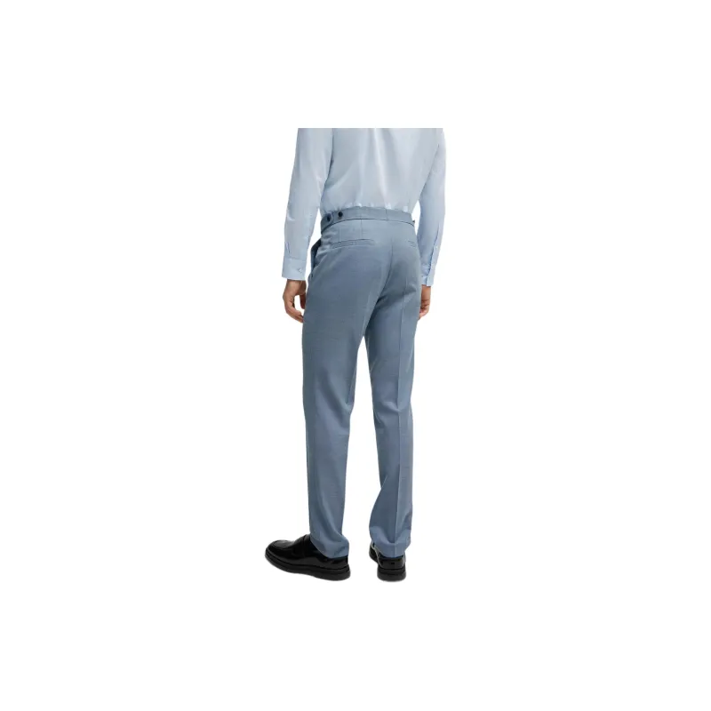 HUGO BOSS Three-Piece Slim-Fit Suit In Patterned Stretch Cloth Business Suits Men's Blue-7