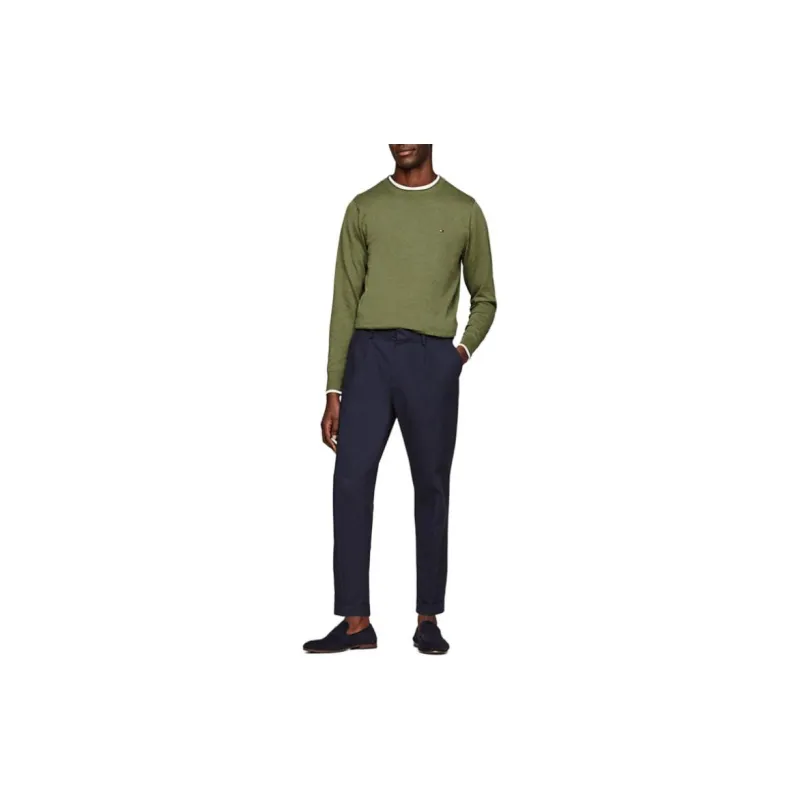 Tommy Hilfiger Crew Neck Mouliné Jumper Sweater Men's Green-1