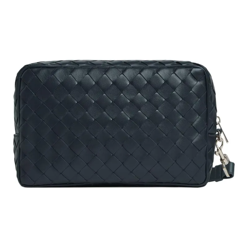 Bottega Veneta Intrecciato Cow Leather Clutch Men's Dark Shadow Gray-2
