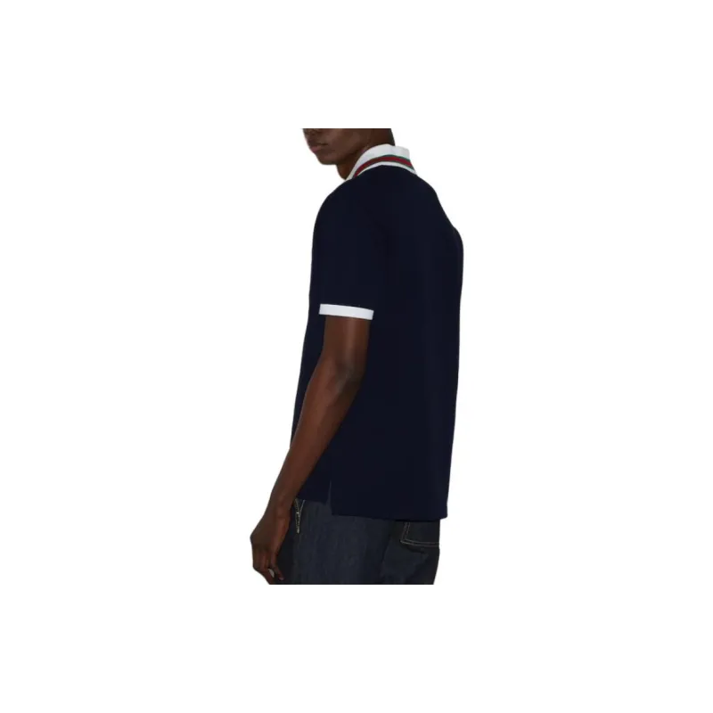 GUCCI Cotton Piquet Polo Shirt Polo Shirt Men's Dark Blue-3