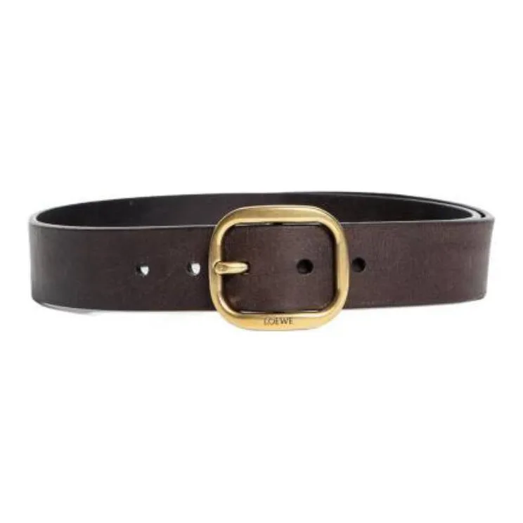 LOEWE Calfskin Leather Belts Women's Brown Width 3.5CM-0