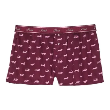 Victoria's Secret PINK TENCEL™ Boxy Pajama Shorts / Wild Rose Dog Print Pajama Pants Women's Rose Red
