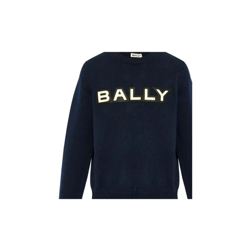 BALLY Logo Patch Crewneck Knitted Jumper-4