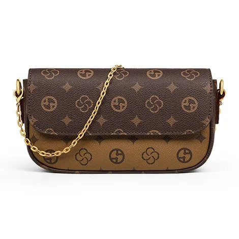 PT'SON Synthetic Leather Underarm Small Square Bag, One Shoulder Handbag Women's Coffee-2