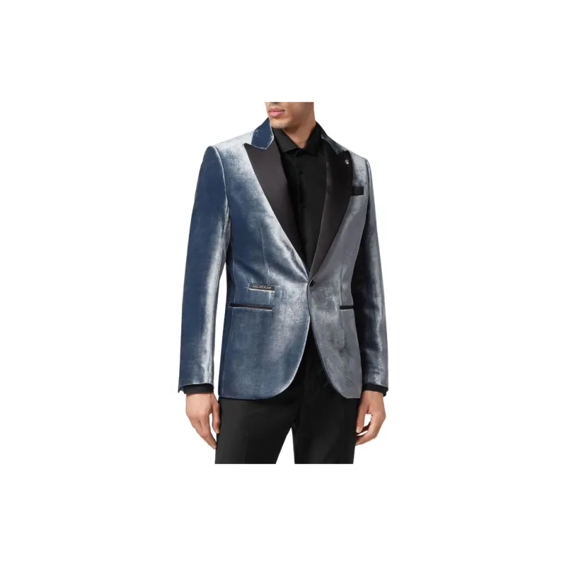 PHILIPP PLEIN Contrast lapel Velvet Blazer-3