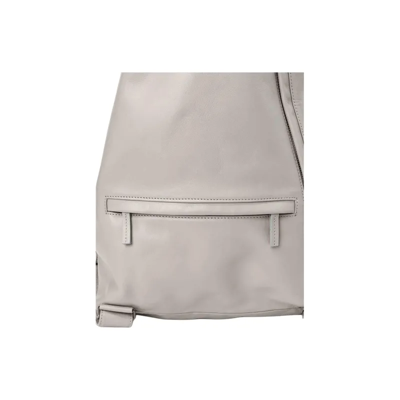 Yohji Yamamoto Cow Leather Backpack Large Size Unisex Silver Gray-4