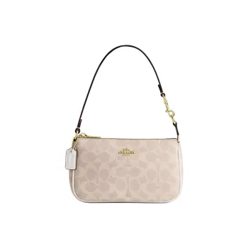 COACH Nolita Coated Canvas One Shoulder Handbag Small Size Women's Sand & Chalk White