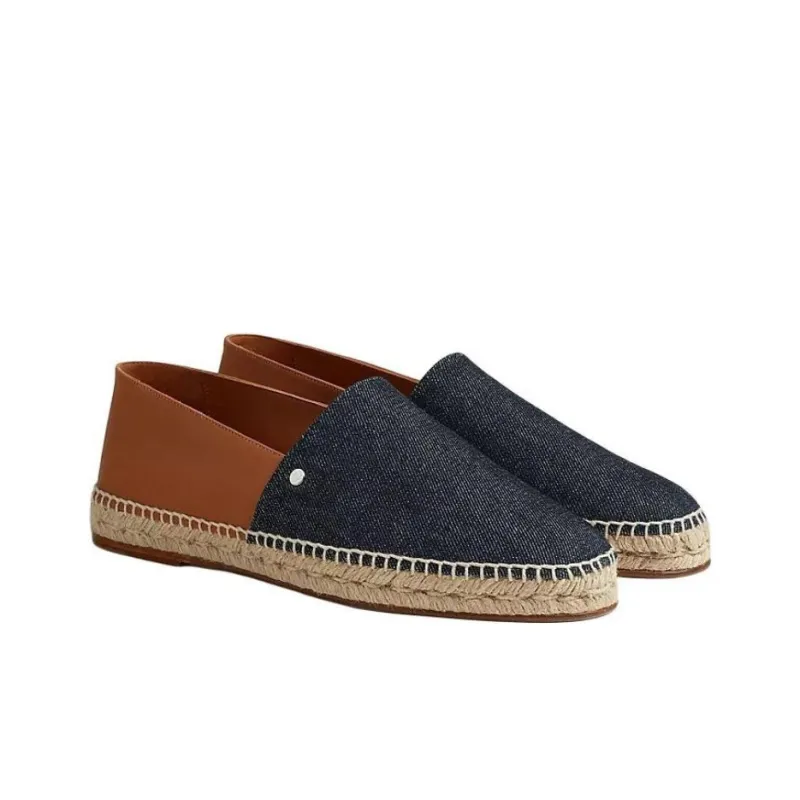 HERMES Joven Espadrilles Men's Black Brown-2