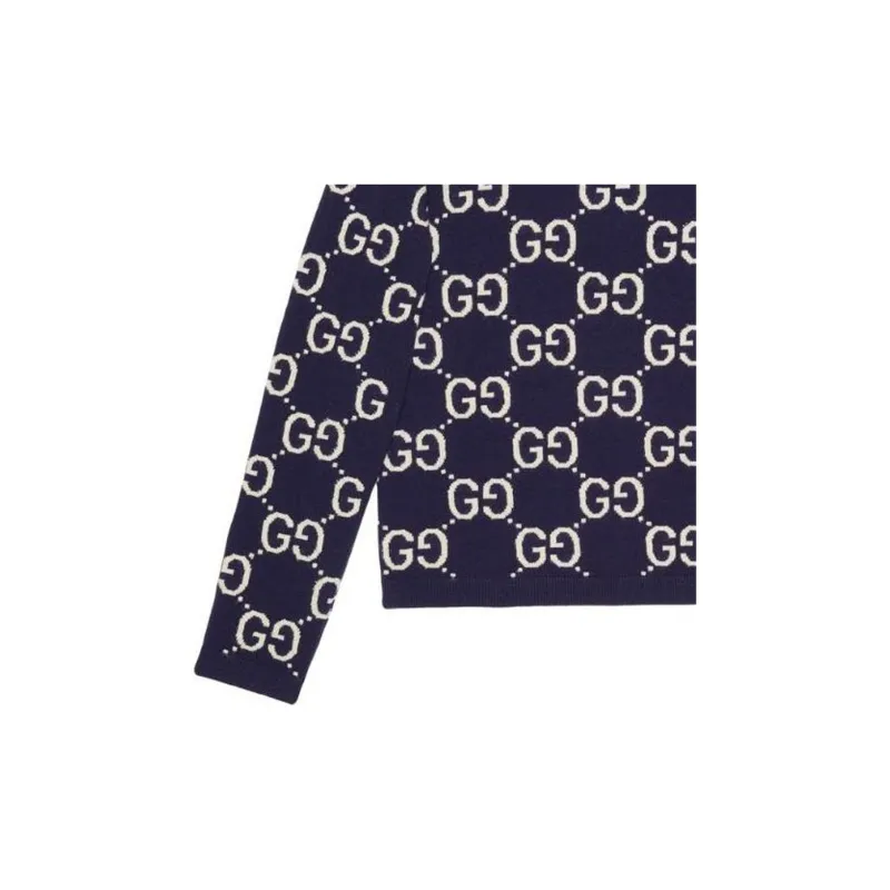GUCCI GG All Over Crewneck Sweater Navy-4