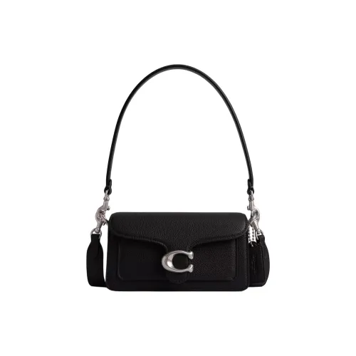 COACH Tabby Polished Pebbled Leather Portable Crossbody Bag Shoulder Bag Small Size Women's Black