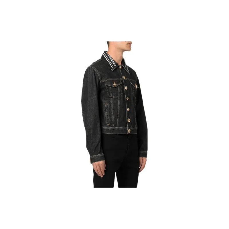 VERSACE Denim Jackets Men Black-6
