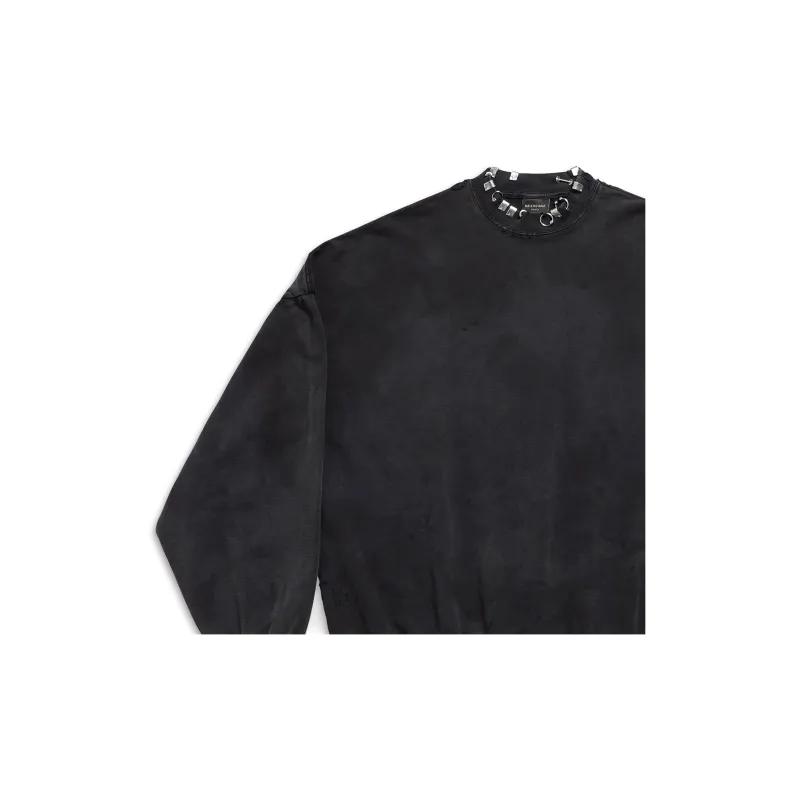 Balenciaga Pierced Round Sweatshirt Oversized In Faded-5