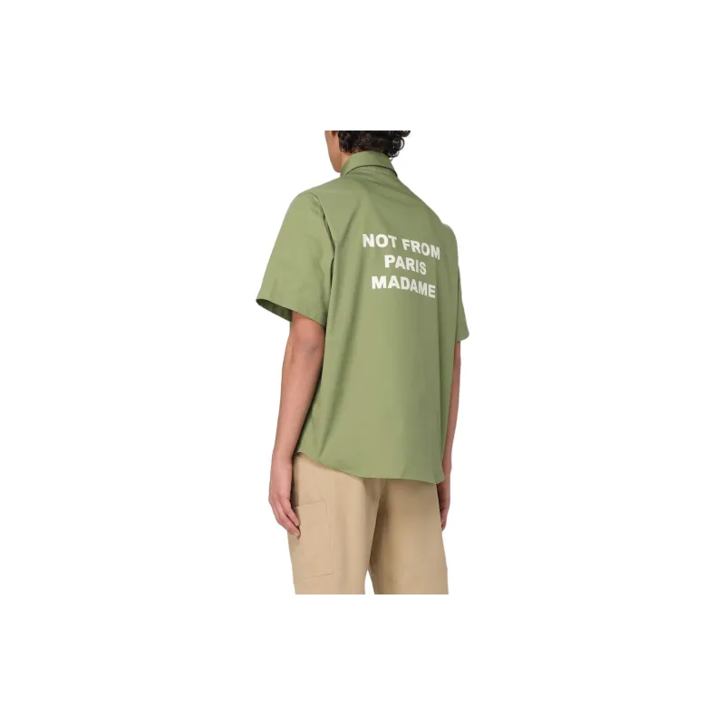 DROLE DE MONSIEUR Short Sleeved Slogan Printed Shirt-3