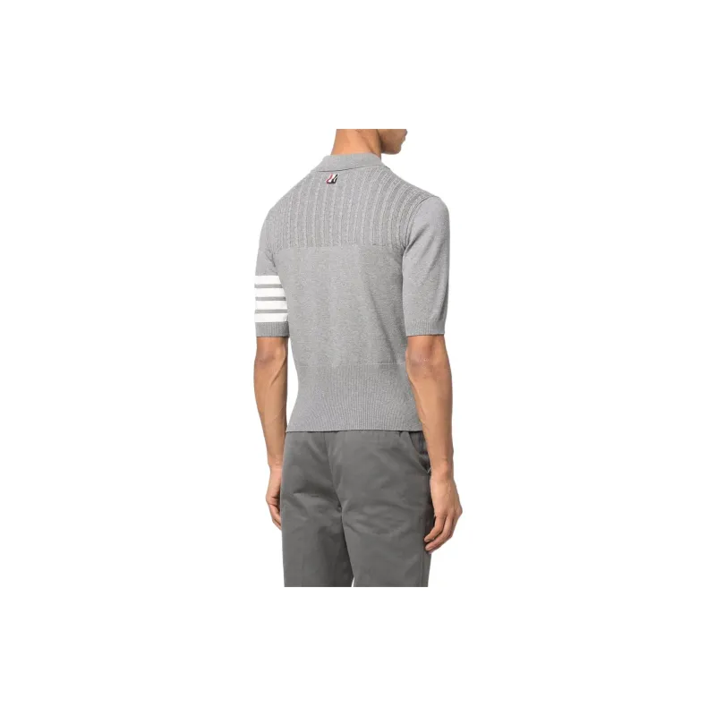 THOM BROWNE 4 Bar Stripe Knit Polo Shirt-3