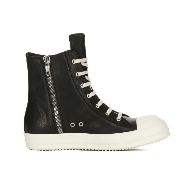 RICK OWENS Cargo Basket Leather Hi-Top Sneakers-1