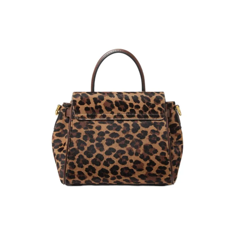 VERSACE La Medusa Cow Hair Shoulder Bag, Crossbody Bag, Handbag Trumpets Women's Leopard Print Brown-2