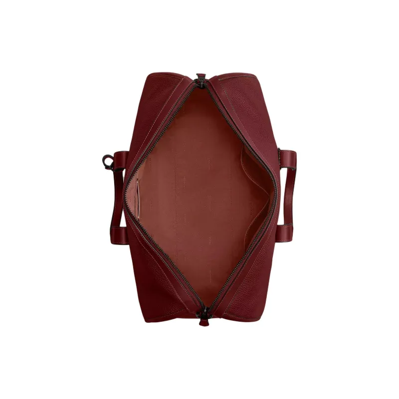 COACH Pebble Leather Handbag Travel Bag Tubas Men's Burgundy-2