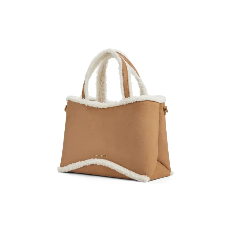 CHARLES&KEITH PU, Textile Mixture Shoulder Bag Medium Size Women's Multi Composite Color-2