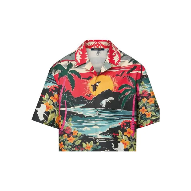 LOUIS VUITTON Printed Short Sleeved Cotton Shirt-5