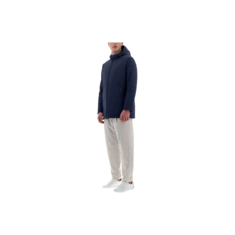 HERNO Long Sleeved Zip-Up Hooded Drawstring Raincoat-4