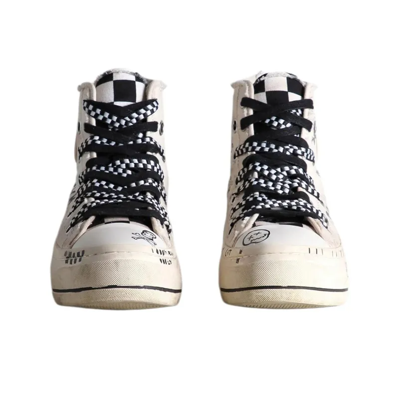 R13 High-Top Canvas Shoes Men's White Black-2