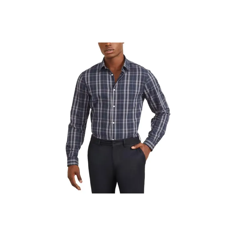 GUESS Joe Notched Cuff Shirt Shirt Men's Blue Gray-1