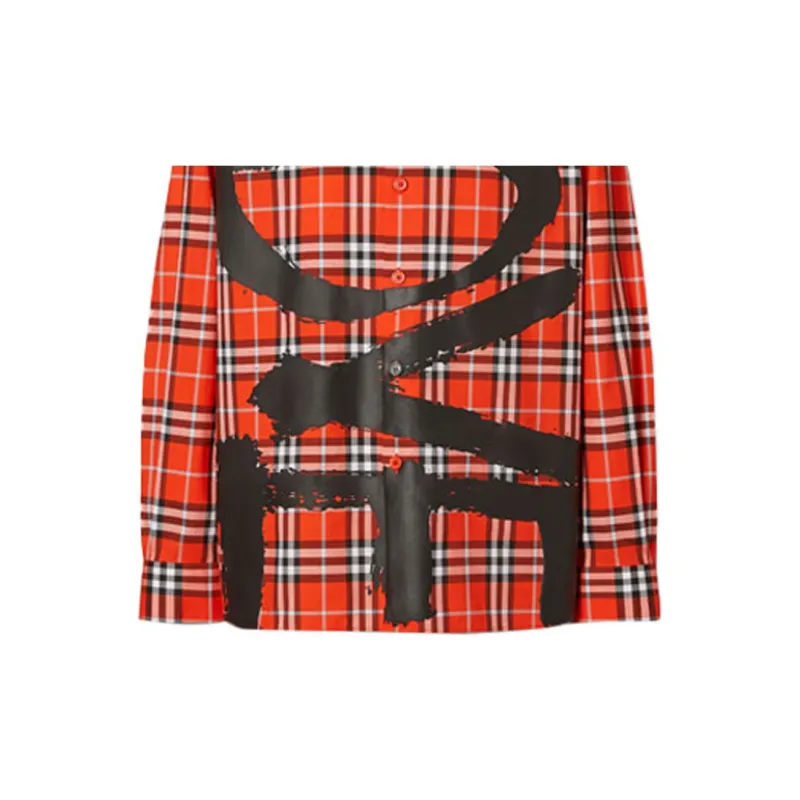 Burberry Shirts Men Orange Red-5