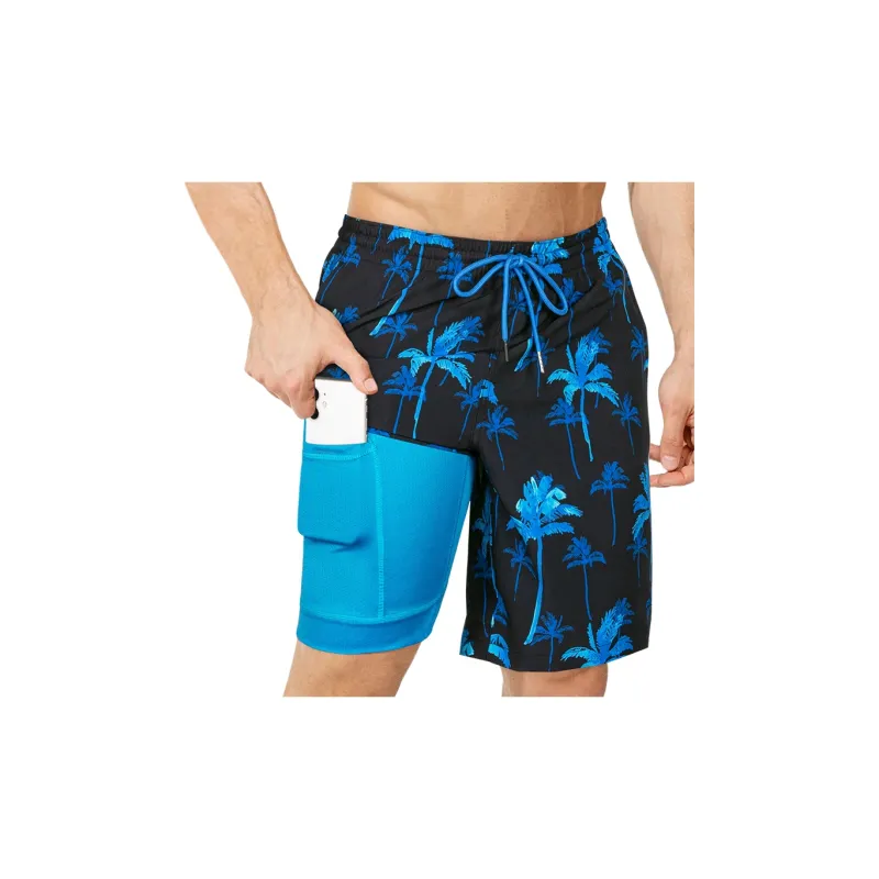 SURFCUZ Beach Shorts Men's Firefly Blue Coconut Forest-4