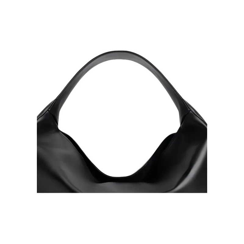 Bottega Veneta Silky Cow Leather Handbag Shoulder Bag Large Size Women's Black-4