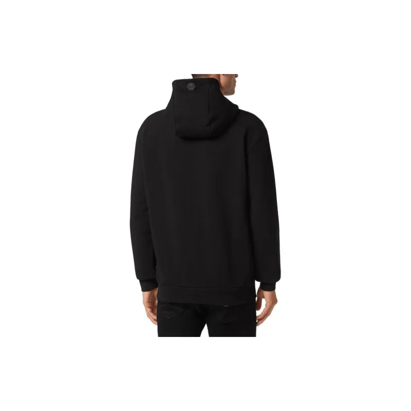 PHILIPP PLEIN Gothic Plein Logo flocked Cotton Hoodie-3