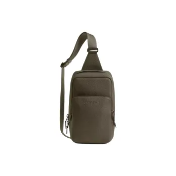 COACH Gotham Eggstone Grain Leather Sling Bags Crossbody Bags Small Size Men's Army Green