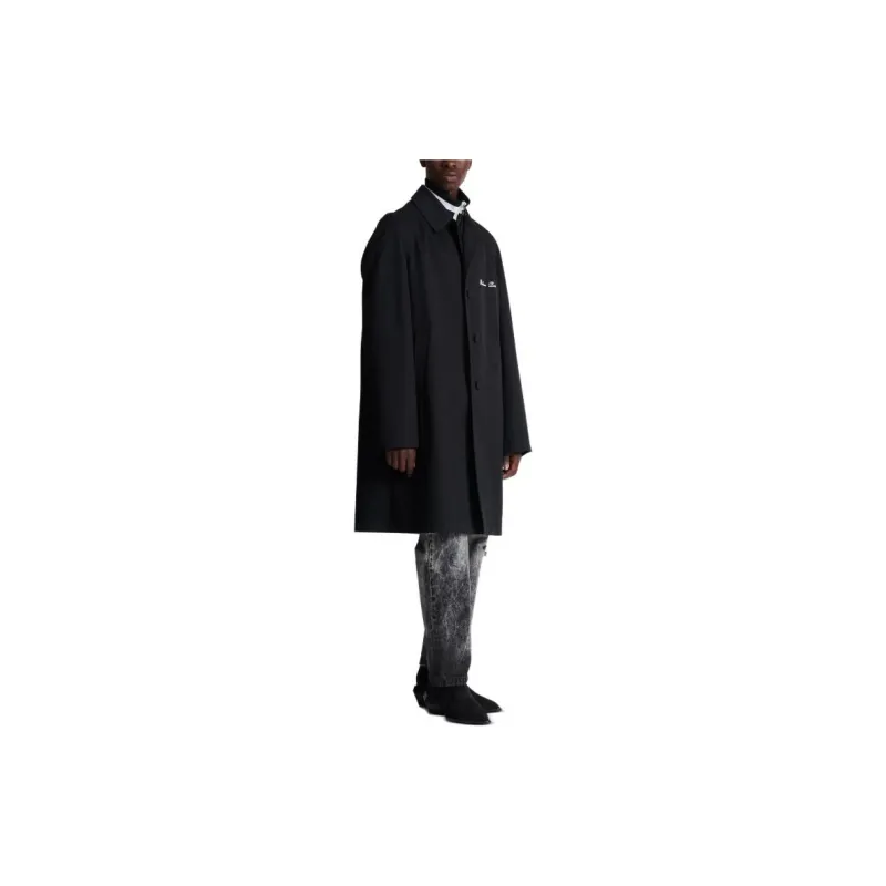 BALMAIN Logo Detailed Single Breasted Coat-3
