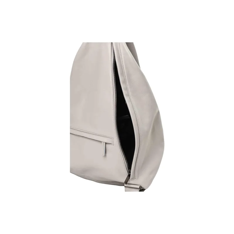 Yohji Yamamoto Cow Leather Backpack Large Size Unisex Silver Gray-5