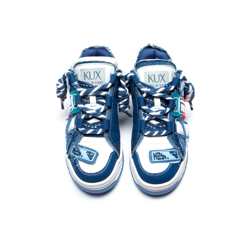 KUX Denim Mini Puffy Wear-Resistant Height Increasing Low-Top Skateboard Shoes Unisex-3