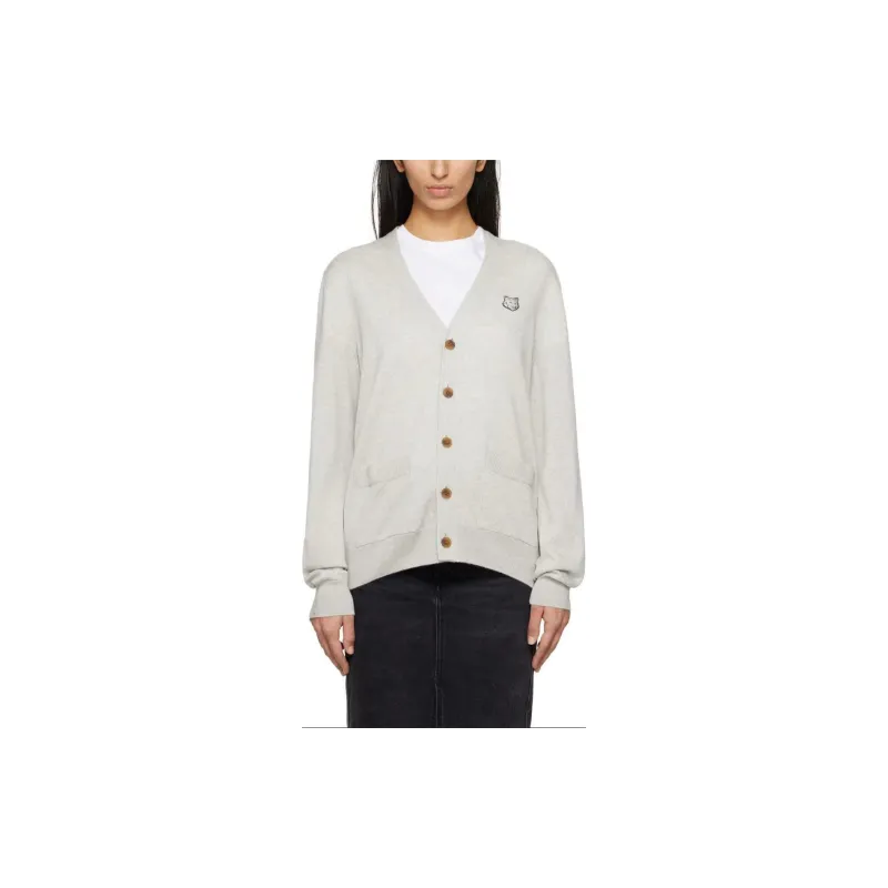 Maison Kitsune Fox Head Patch Knitted Cardigan-3