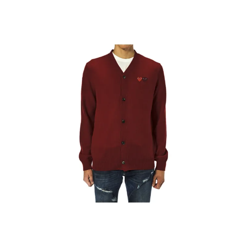 CDG Play Sweater Men's Burgundy Red-1